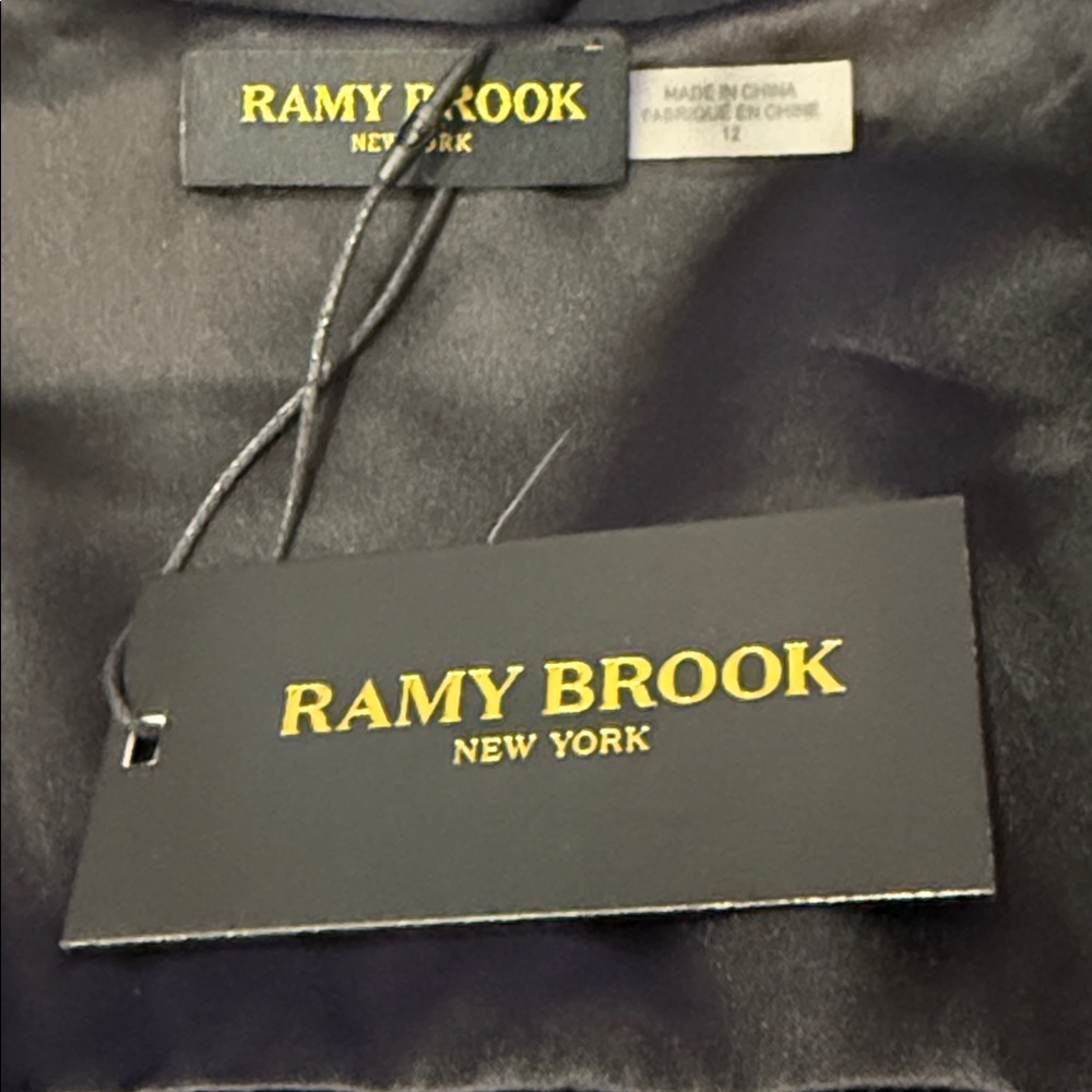 NWT $625 MSRP Ramy Brook “Quinn” Solid Black Silk-Blend Gown with Deep Plunge 12 - Picture 5 of 8